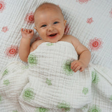 Load image into Gallery viewer, Double Layer Muslin Swaddling Blanket - Green Zen Flowers