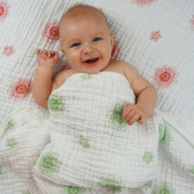 Load image into Gallery viewer, Double Layer Muslin Swaddling Blanket - Red Zen Flowers
