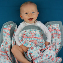 Load image into Gallery viewer, Southwestern Baby Blanket - 3 layers of soft muslin, bamboo/cotton blend. Great for swaddling, nursing cover, travel blanket and more