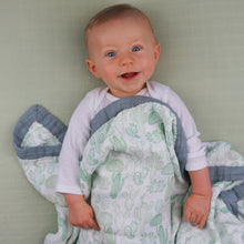 Load image into Gallery viewer, Cactus Baby Blanket - 3 layers of soft muslin, made from bamboo/cotton blend. Great for swaddling, nursing cover, travel blanket and more