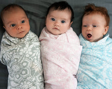 Load image into Gallery viewer, Floral Muslin Swaddle Blanket (Choice of Pink, Blue or Gray)
