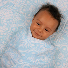Load image into Gallery viewer, Floral Muslin Swaddle Blanket (Choice of Pink, Blue or Gray)