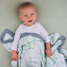 Load image into Gallery viewer, Cactus Baby Blanket - 3 layers of soft muslin, made from bamboo/cotton blend. Great for swaddling, nursing cover, travel blanket and more