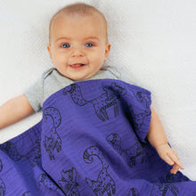 Load image into Gallery viewer, Fox Muslin Swaddle Blanket (Choice of Purple or Gray)