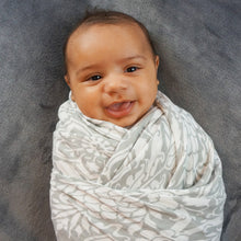 Load image into Gallery viewer, Floral Muslin Swaddle Blanket (Choice of Pink, Blue or Gray)