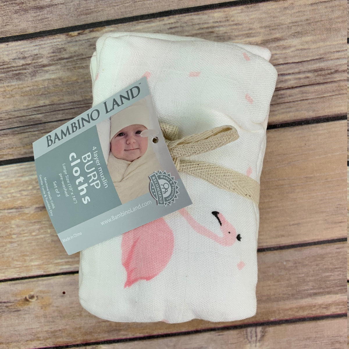 3 pack Muslin Burp Cloths, Flamingos