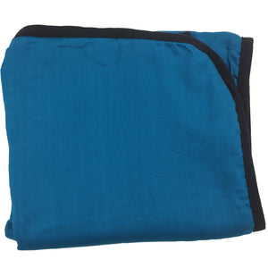 Teal with Black Trim. Double Layer Blanket 50"x50" made from Bamboo, muslin, nursing cover, large size light weight blanket