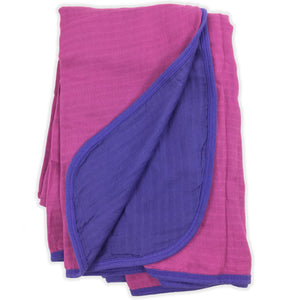 Double Layer Muslin Swaddling Blanket - Berry & Purple