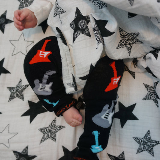 Black Guitar Baby Leg Warmers
