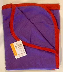 Purple with Red Trim, Double Layer Cotton Receiving Blanket