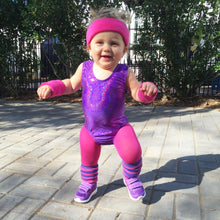 Load image into Gallery viewer, Pink &amp; Purple Stripes  Newborn Leg Warmers
