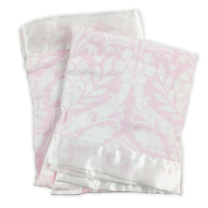 Pink Floral - Medium Satin Trimmed 2-layer Snuggle Blanket (23"X23")