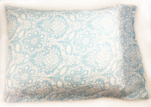 Blue Floral Muslin Pillowcase