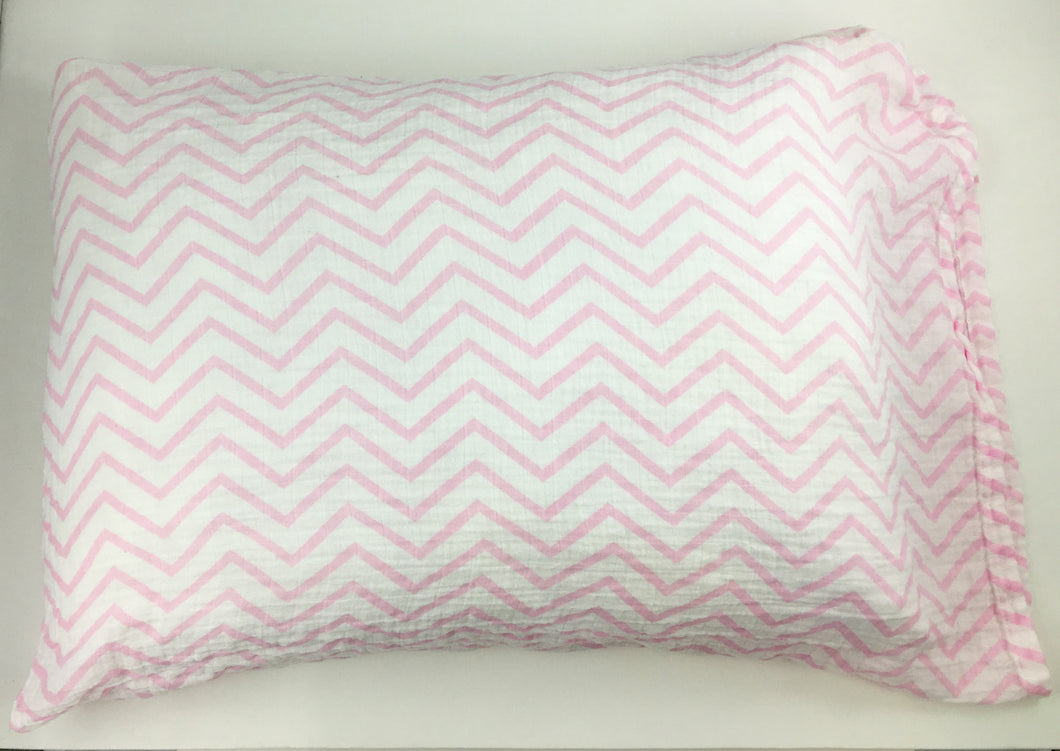 Pink Chevron Muslin Pillowcase