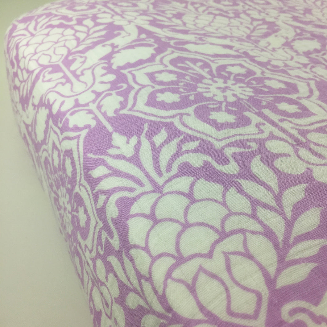 Purple Floral Muslin Crib Sheet