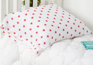 Red Stars Muslin Pillowcase