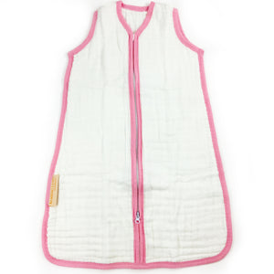 White with Pink Trim - Sleeping Bag (fits 3-9 months)