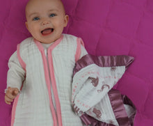 Load image into Gallery viewer, White with Pink Trim - Sleeping Bag (fits 3-9 months)
