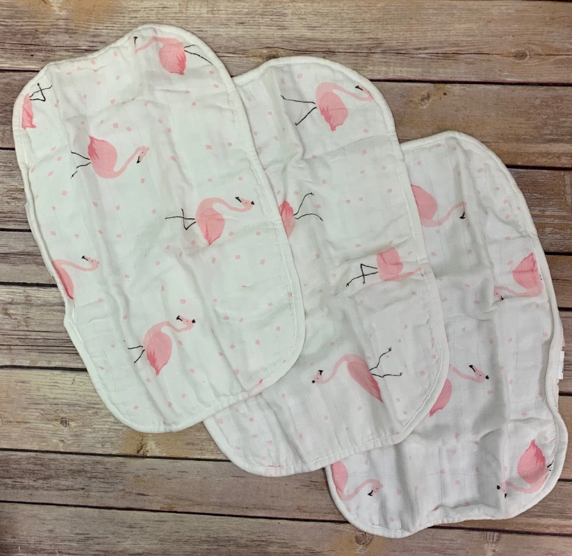 3 pack Muslin Burp Cloths, 4 layers of soft muslin, very soft and absorbant, nice large size
