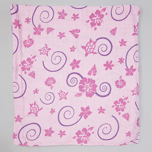 Pink Hawaiian Muslin Swaddle Blanket (bamboo)