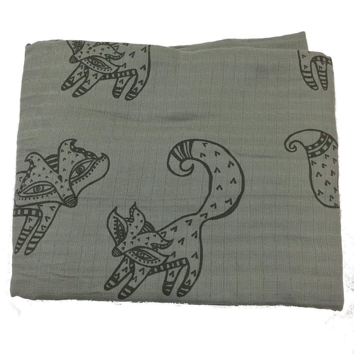 Gray Fox 2-layer Big Bambino: made with 100% Organic Cotton Muslin. (extra large 60"x72") for older kids & adults