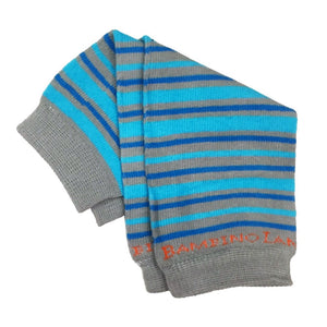 Organic Newborn Leg Warmers - Stripes Grey and Blue