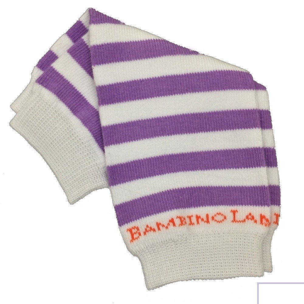 Purple & White Stripes Newborn Leg Warmers