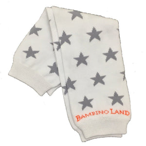 White with Gray Stars Baby Leg Warmers