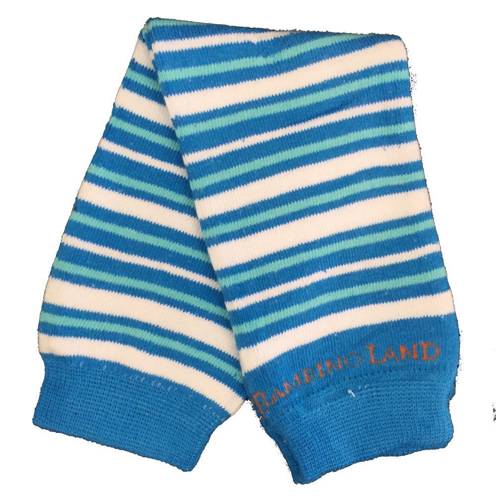 Small Stripes Blue & White Baby Leg Warmers