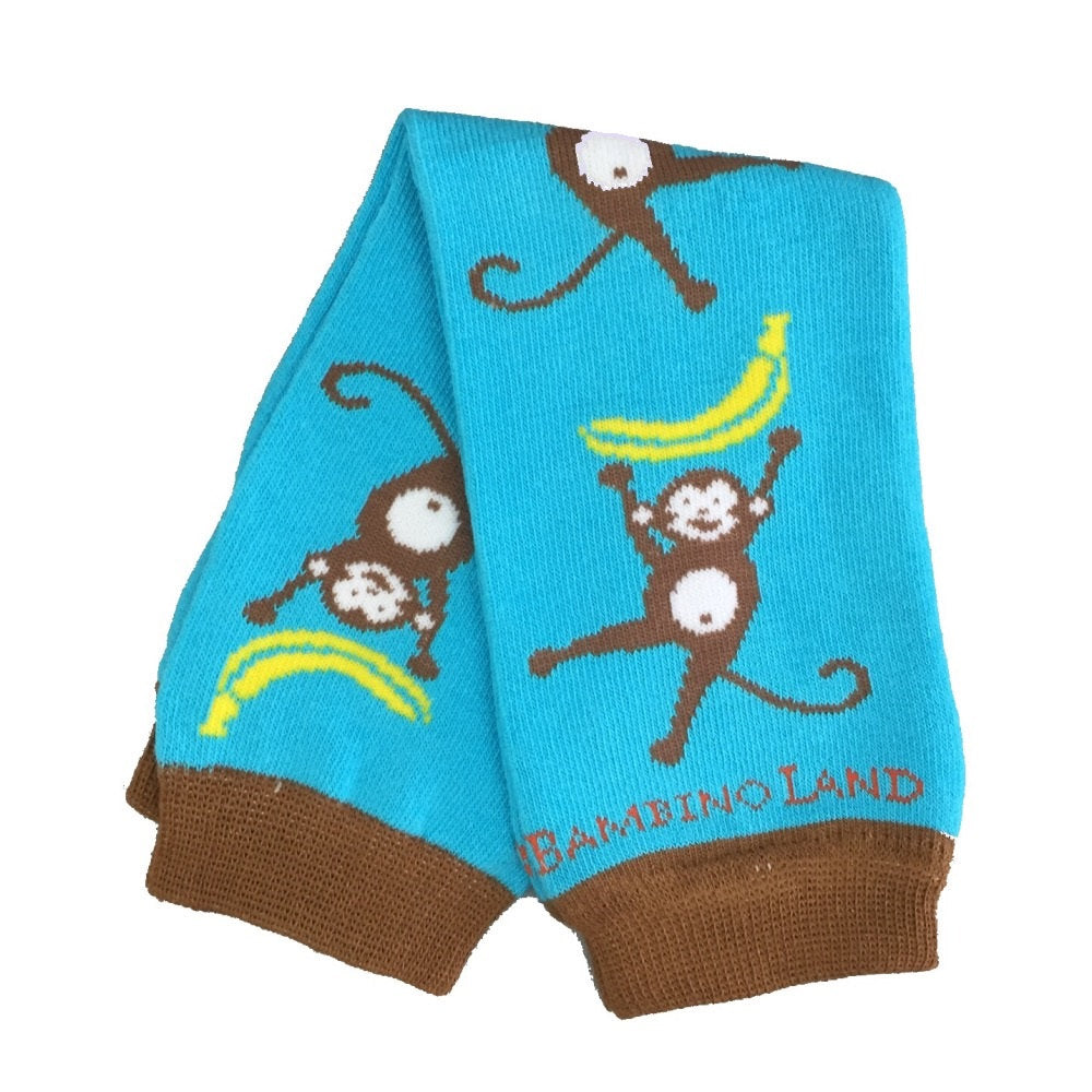 Monkeys Teal Baby Leg Warmers
