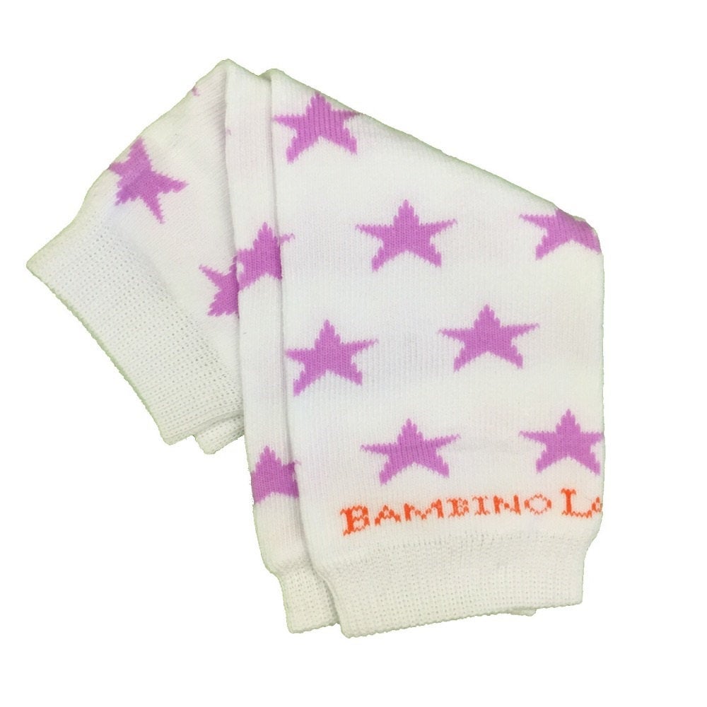 White and Purple Stars Newborn Leg Warmers