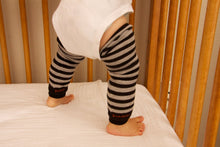 Load image into Gallery viewer, Stripes Black &amp; Gray Baby Leg Warmers
