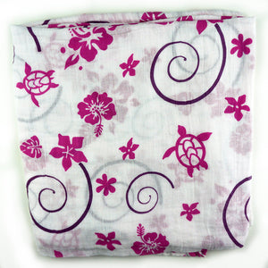 Pink Hawaiian Muslin Swaddle Blanket