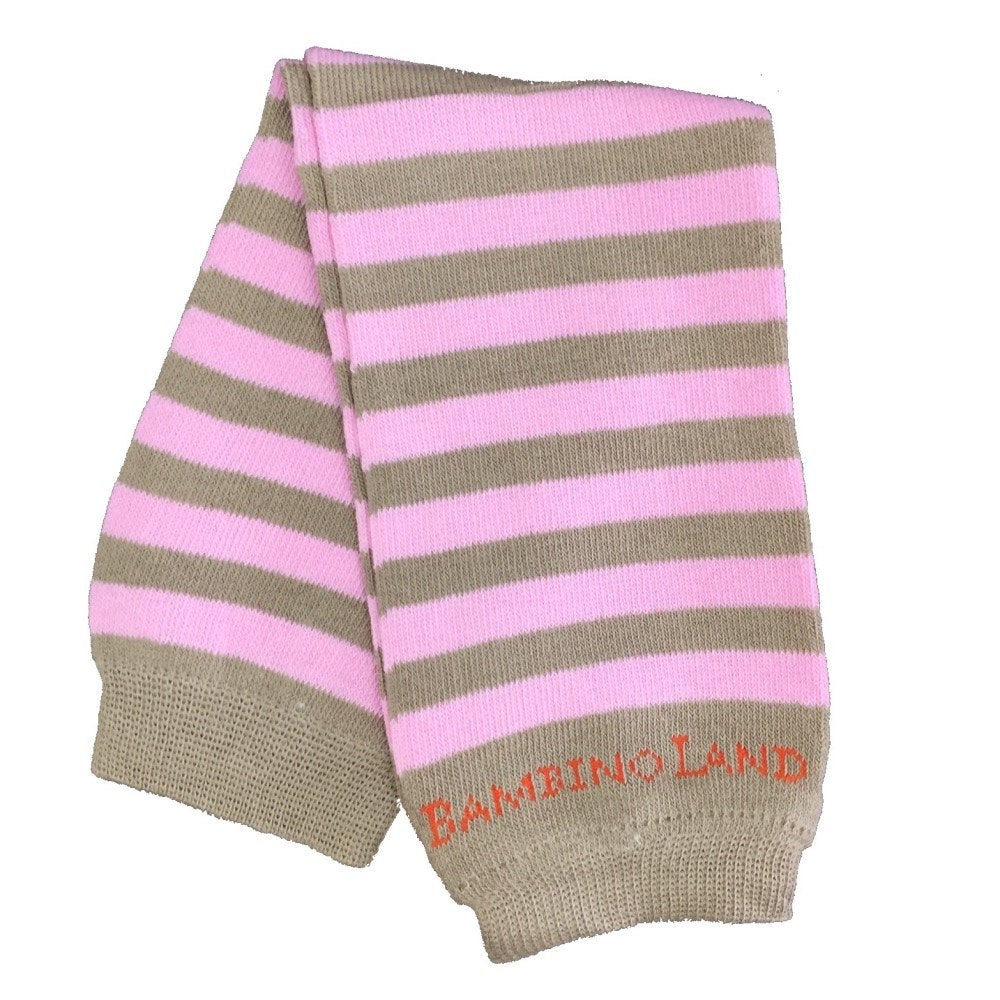 Pink & Brown Soft Stripes Baby Leg Warmers