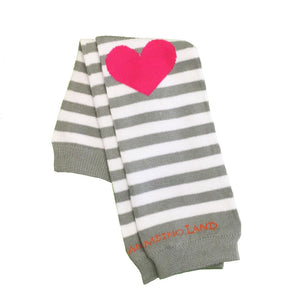 Gray Stripes Pink Heart Baby Leg Warmers