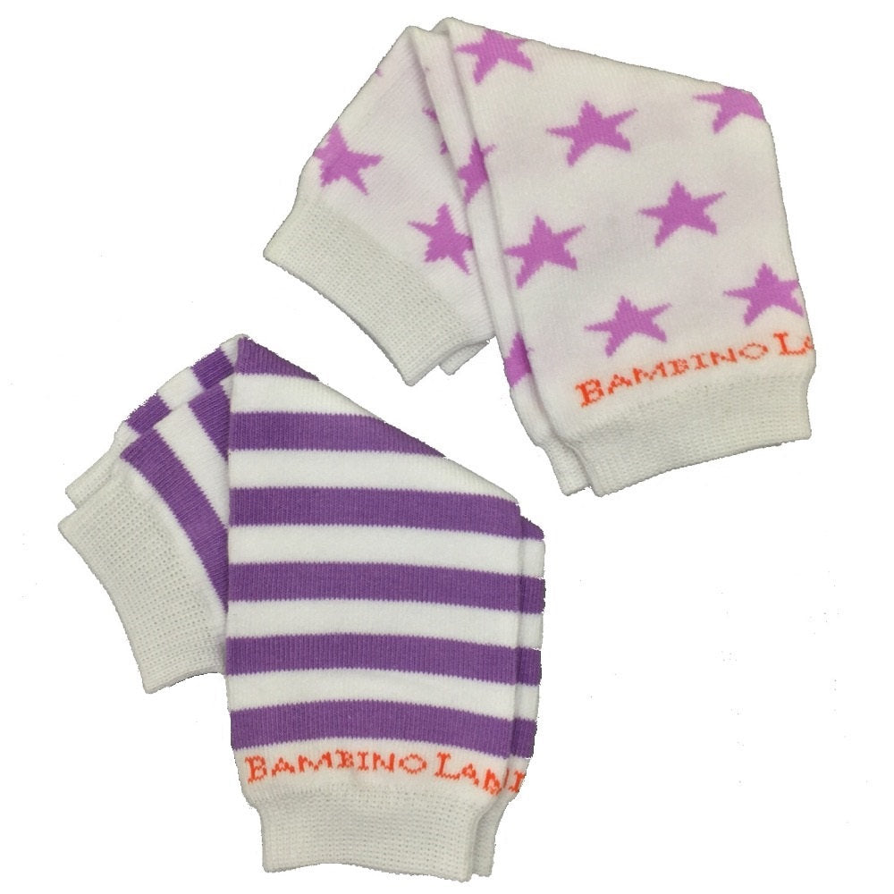 2 Pack - Purple Stars and Stripes Newborn Leg Warmers