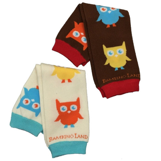 2 Pack Owls Multi Colored and Brown Baby Leg Warmers
