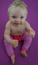 Load image into Gallery viewer, Herringbone Chevron Pink Purple Baby Leg Warmers
