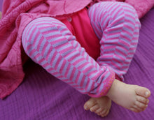 Load image into Gallery viewer, Herringbone Chevron Pink Purple Baby Leg Warmers

