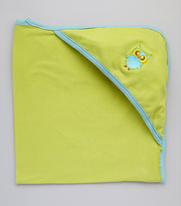 Hooded Bath Blanket - Lime Owl
