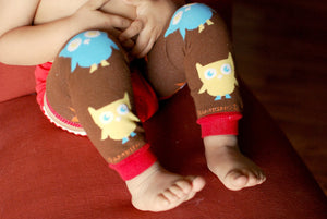 2 Pack Owls Multi Colored and Brown Baby Leg Warmers