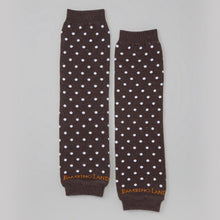 Load image into Gallery viewer, Brown with White Dots Baby Leg Warmers

