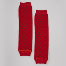 Load image into Gallery viewer, Red with Brown Stars Baby Leg Warmers
