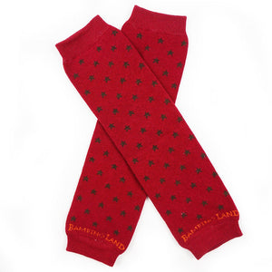 Red with Brown Stars Baby Leg Warmers