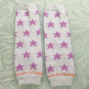 White and Purple Stars Newborn Leg Warmers