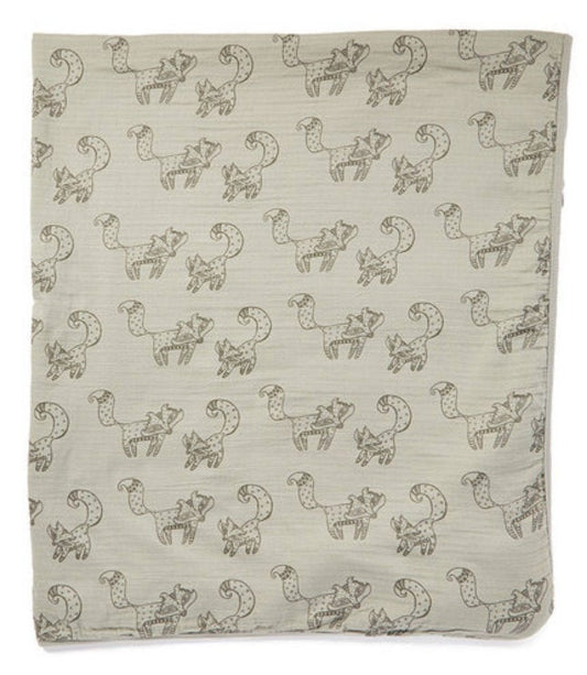 Gray Fox 2-layer Big Bambino: made with 100% Organic Cotton Muslin. (extra large 60"x72") for older kids & adults