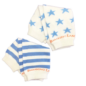 2 Pack - Blue & White Stars and Stripes Newborn  Baby Leg Warmers