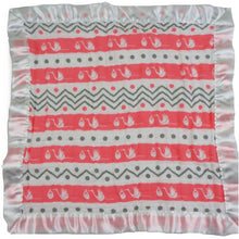 Load image into Gallery viewer, Small Satin Trimmed 2-layer Snuggle Blanket, Lovey (15&quot;X15&quot;) - Storks with Chevron Stripes

