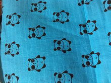 Load image into Gallery viewer, Teal Pandas 2-layer Big Bambino: made with 100% Organic Cotton Muslin. (extra large 60&quot;x72&quot;) for older kids &amp; adults
