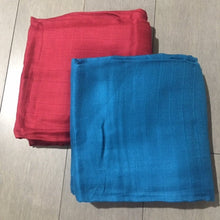Load image into Gallery viewer, Red &amp; Teal, 2pack of BAMBOO Solids - Muslin Swaddles 50&quot;x50&quot; made from Bamboo, muslin, nursing cover, large size light weight blanket
